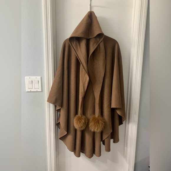 Jimmy Hourihan Jackets & Blazers - Vintage Hourihan Hooded Cape with Fur Pom Poms
